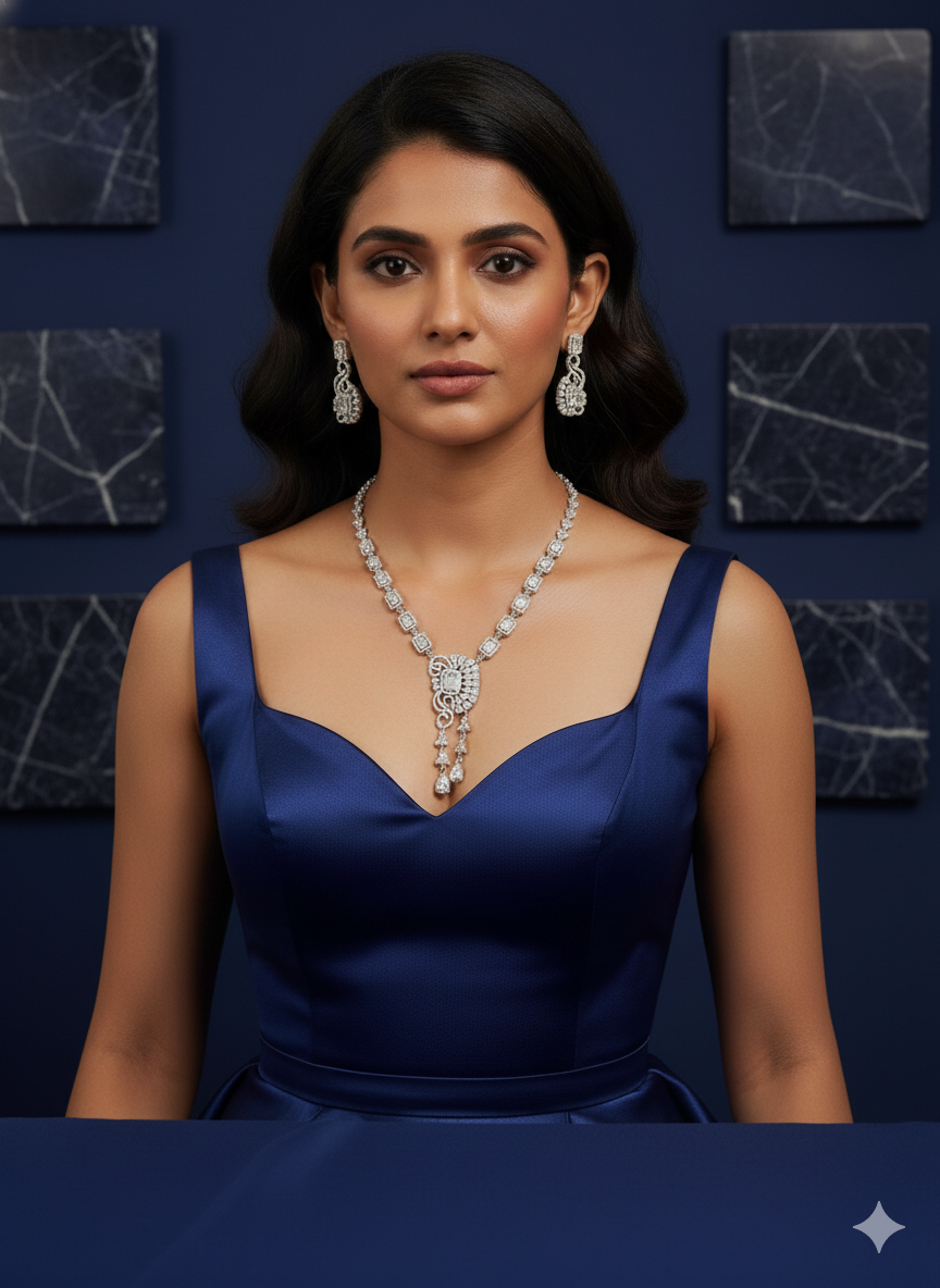 Marquise & Baguette Cut Diamond Simulant Jewelry Set